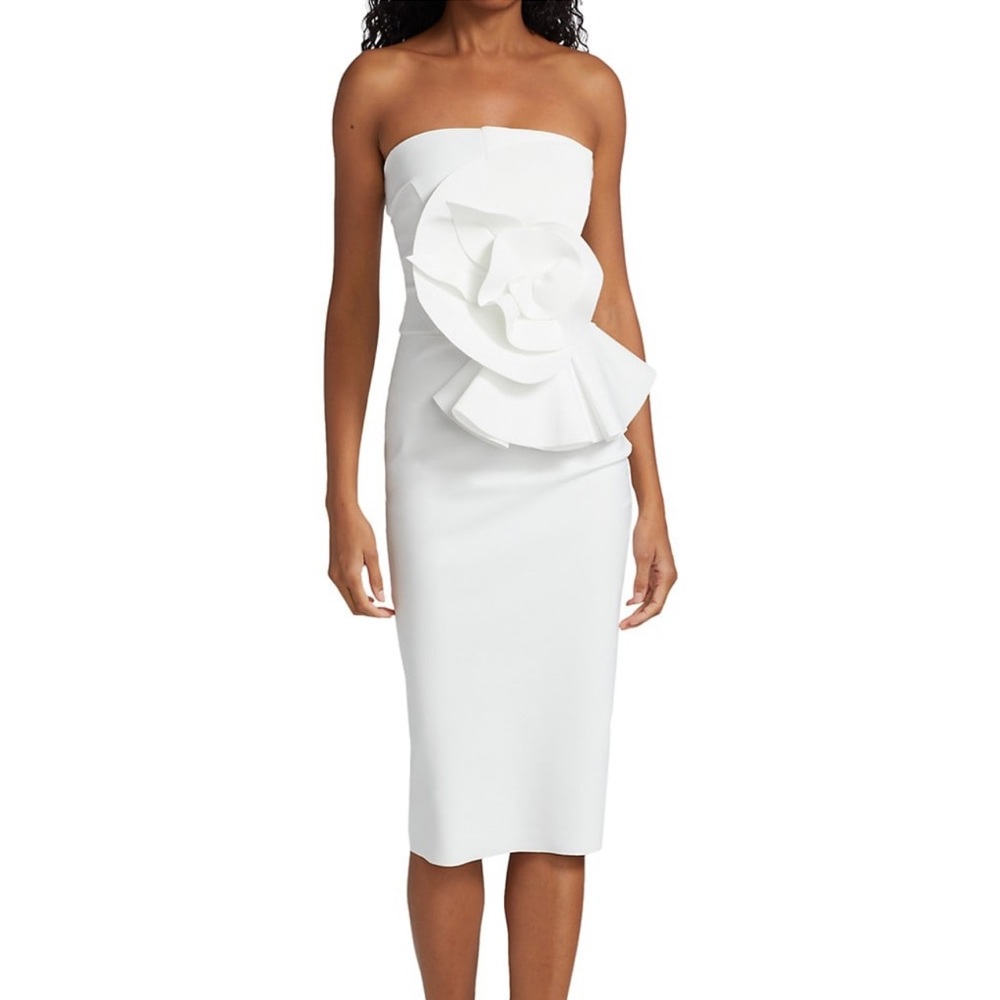 Chiara Boni La Petite Robe Hebe Strapless White Ruffle Dress
